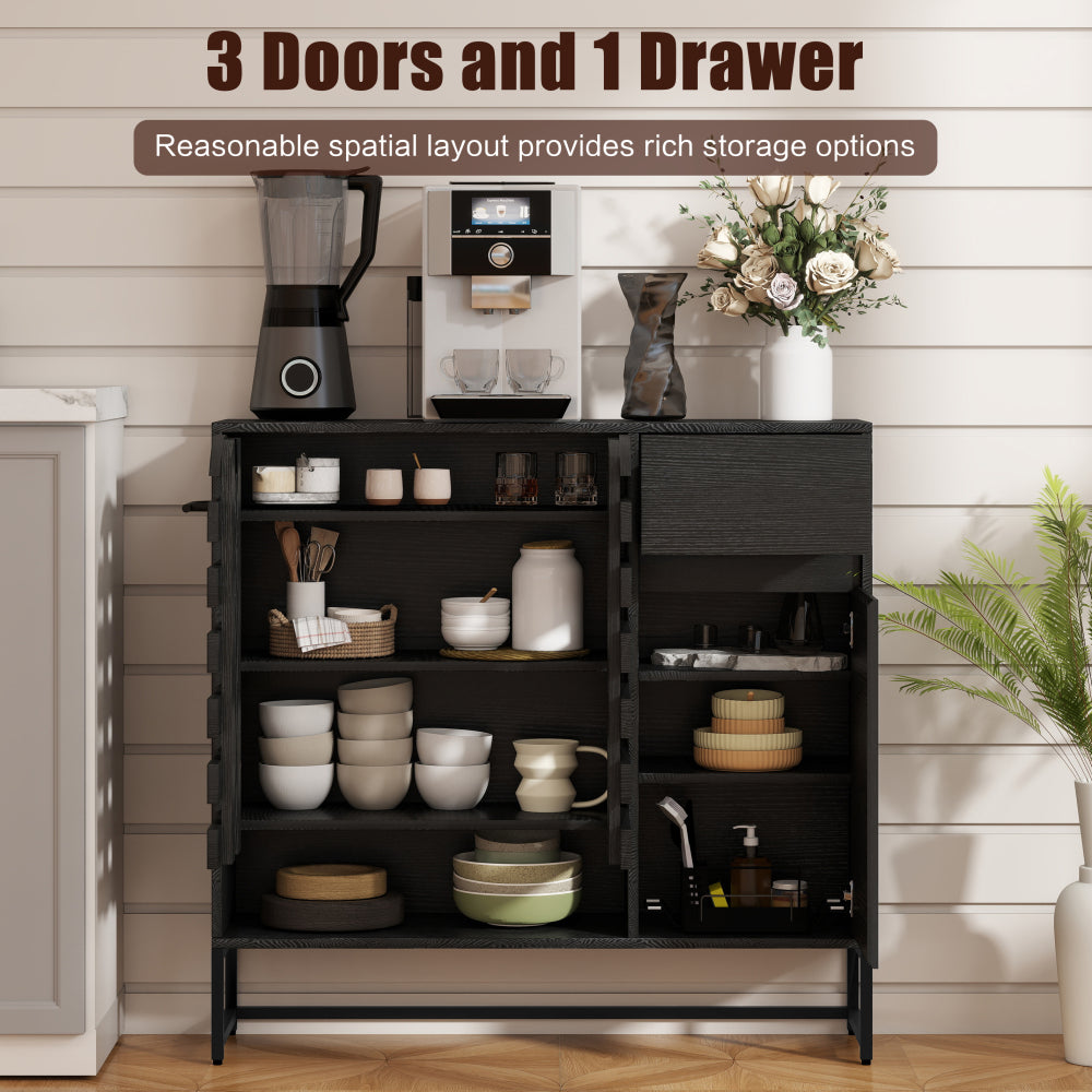 Farmhouse Woven Door Coffee Bar Cabinet - TimberFlare