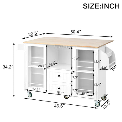 Mobile Kitchen Island Storage Trolley Cart with Dropleaf Top and Cabinet - TimberFlare