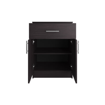 Black Wengue Small Bar Cabinet with Drawer & Shelves - TimberFlare