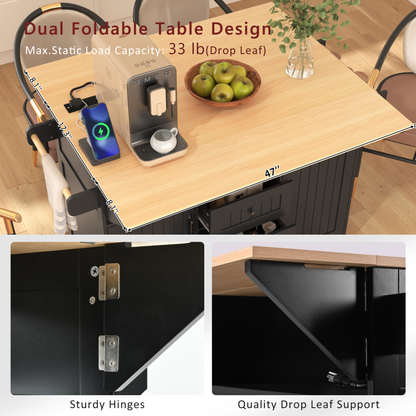 55.7'' Large Rustic Farmhouse Kitchen Island - TimberFlare