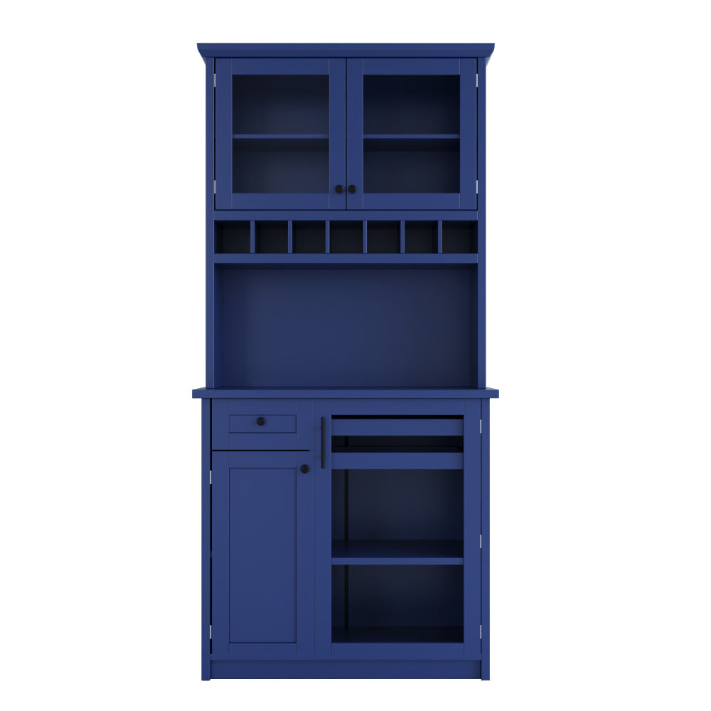 74.8inch Freestanding Farmhouse Pantry & Wine Hutch - TimberFlare