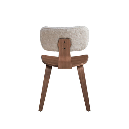 Dining Table Set for 4 with Walnut Finish & Boucle Chairs - TimberFlare