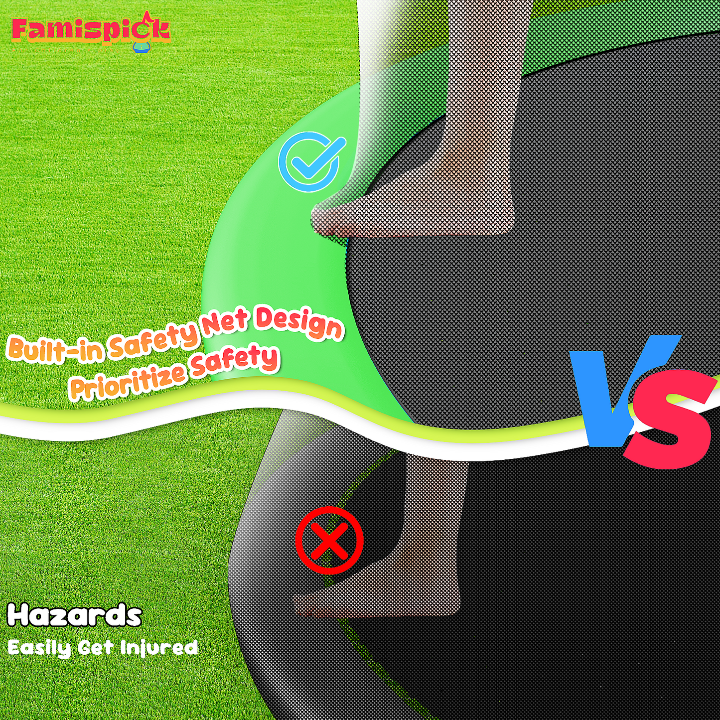 TimberFlare Trampoline – Heavy-Duty Outdoor Trampoline for Kids & Family Fitness (/14/16ft), Green