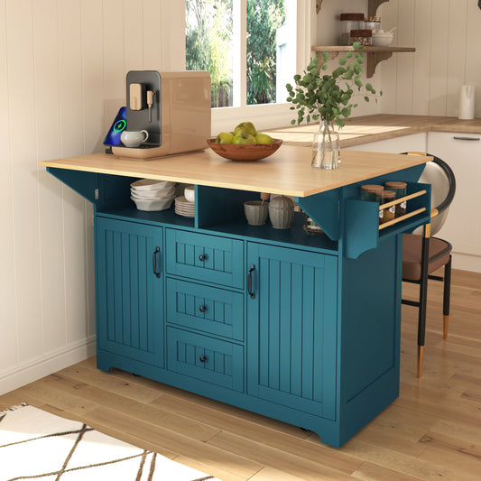 55.7'' Large Rustic Farmhouse Kitchen Island - TimberFlare