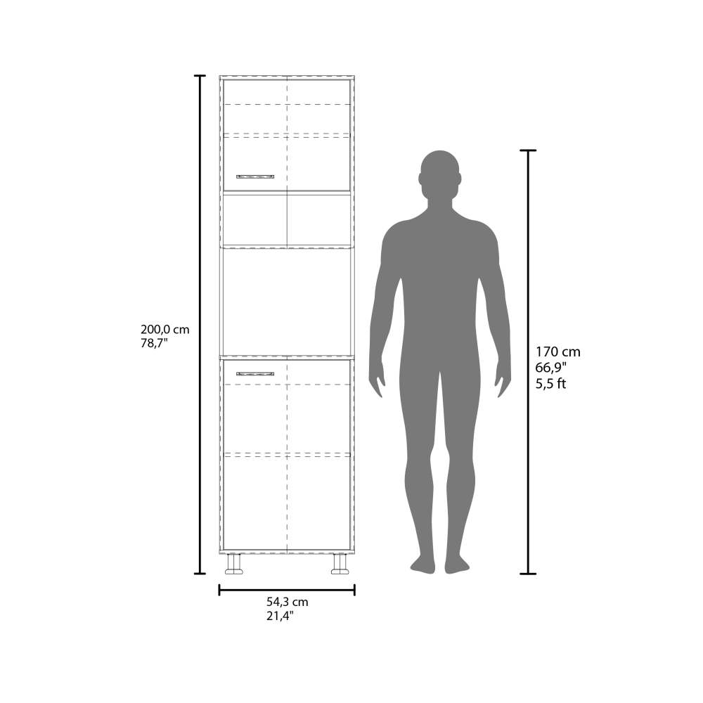 White Tall Coffee Hutch Pantry Cabinet with Appliance Nook - TimberFlare