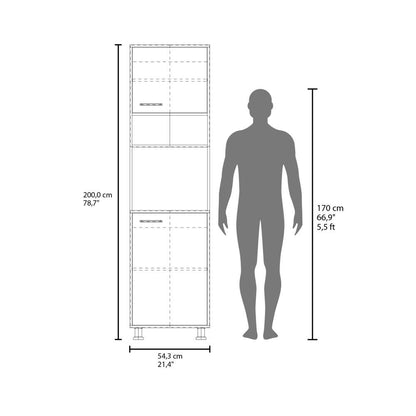 White Tall Coffee Hutch Pantry Cabinet with Appliance Nook - TimberFlare