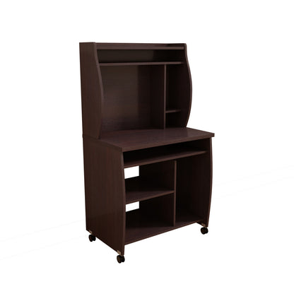 Small Coffee Bar Cabinet with Hutch & Rolling Cart Design, Brown - TimberFlare