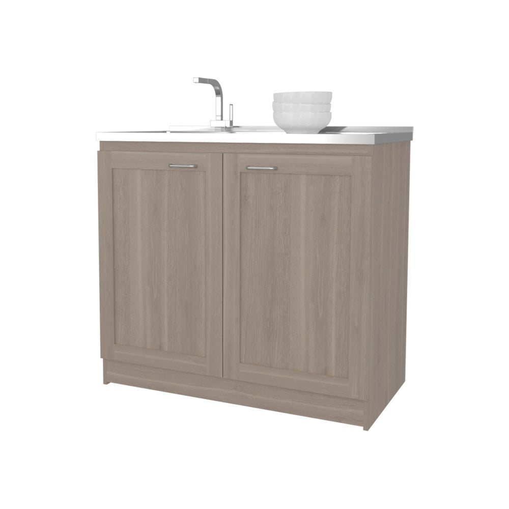 White Oak Coffee Bar Cabinet with Sink & Storage - TimberFlare