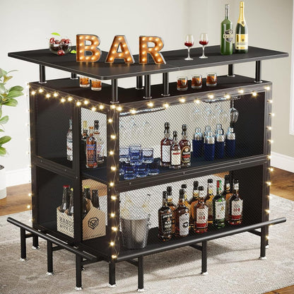 48-Inch Industrial L-Shaped Corner Bar Table - TimberFlare