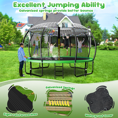 TimberFlare Trampoline – Heavy-Duty Outdoor Trampoline for Kids & Family Fitness (/14/16ft), Green