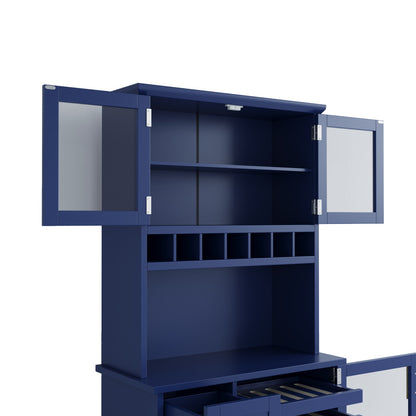 74.8inch Freestanding Farmhouse Pantry & Wine Hutch - TimberFlare