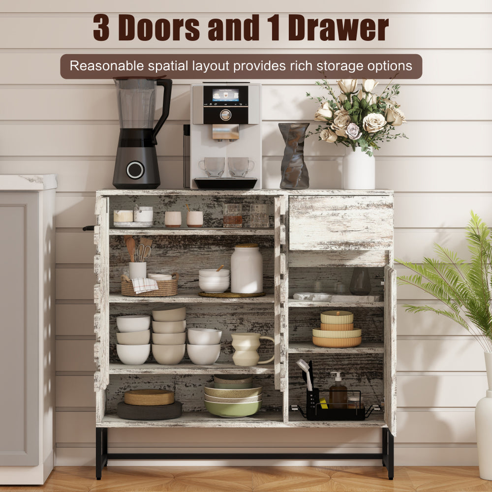 Farmhouse Lattice Coffee Bar Cabinet - TimberFlare