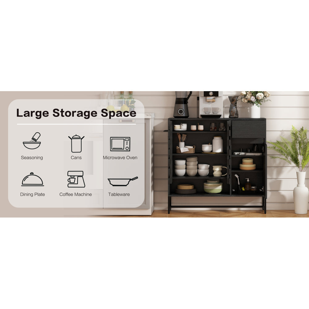 Farmhouse Woven Door Coffee Bar Cabinet - TimberFlare