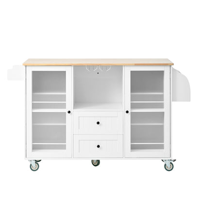 Mobile Kitchen Island Storage Trolley Cart with Dropleaf Top and Cabinet - TimberFlare