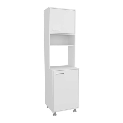 White Tall Coffee Hutch Pantry Cabinet with Appliance Nook - TimberFlare