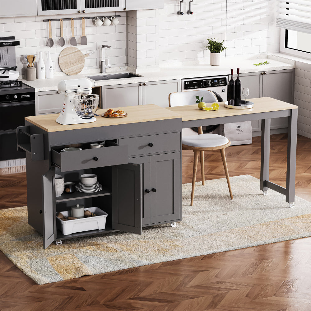 74.5 Kitchen Island with Extendable Dining Table - TimberFlare