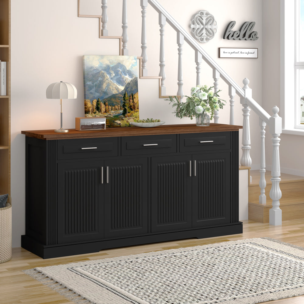 63″ Fluted Sideboard with 4 Doors and 3 Drawers - TimberFlare