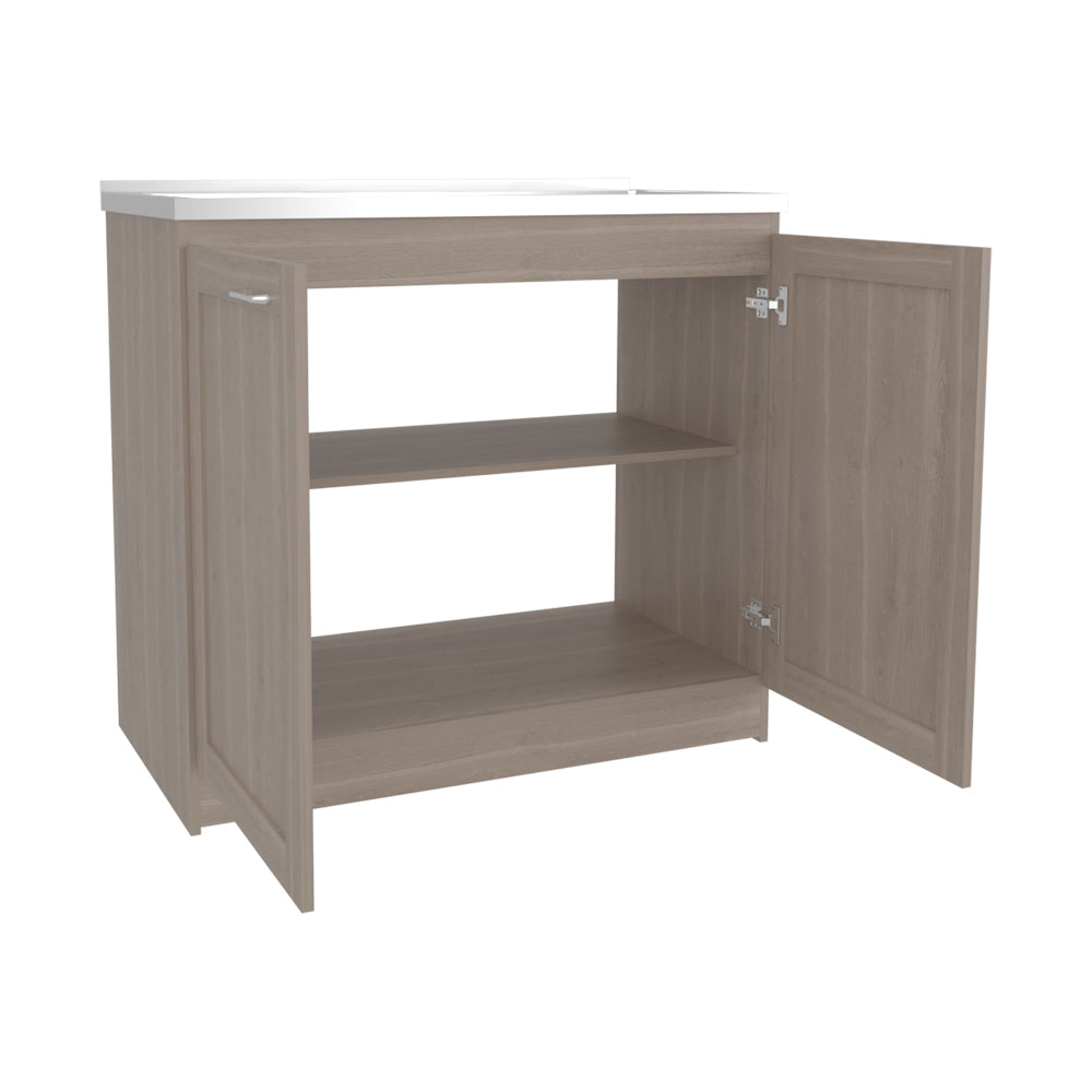 White Oak Coffee Bar Cabinet with Sink & Storage - TimberFlare