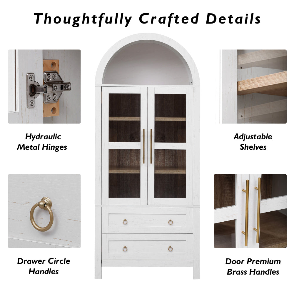 71" Tall Arched Farmhouse Pantry Cabinet - TimberFlare