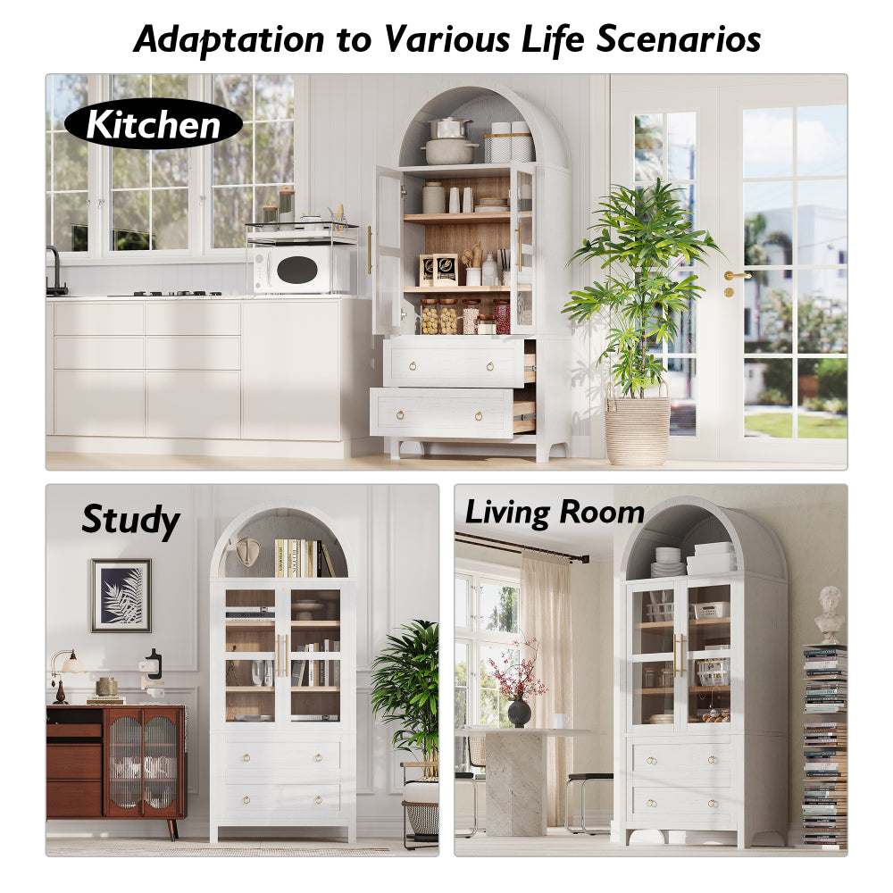 71" Tall Arched Farmhouse Pantry Cabinet - TimberFlare