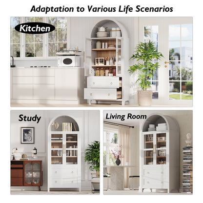 71" Tall Arched Farmhouse Pantry Cabinet - TimberFlare