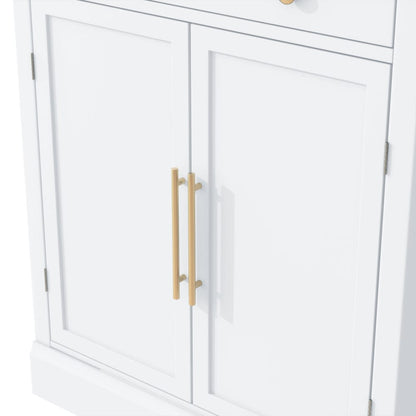 Modern Sideboard Cabinet with Faux Marble Top & Gold Accents - TimberFlare