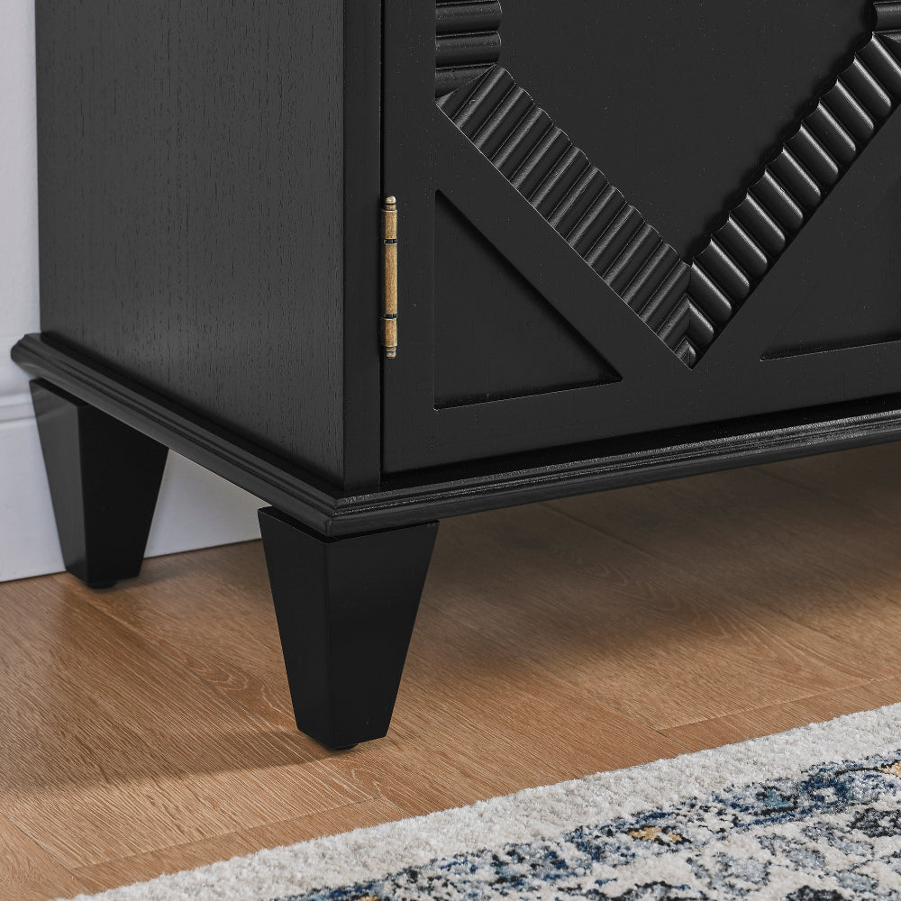 65″ Mid-Century Sideboard with Geometric Doors - TimberFlare