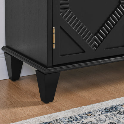 65″ Mid-Century Sideboard with Geometric Doors - TimberFlare