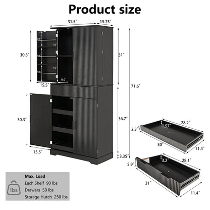 Fluted Pantry with Pull-Out Shelves - TimberFlare