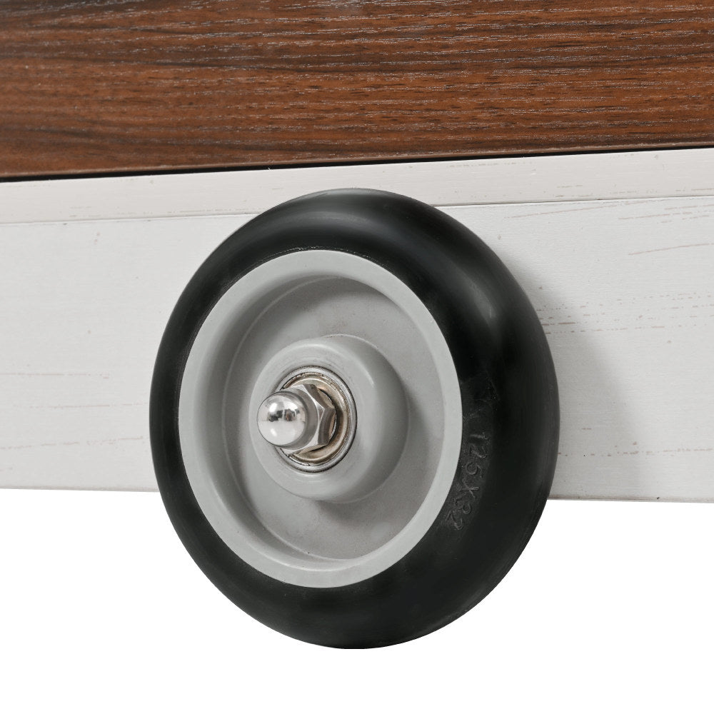 54" Farmhouse Rolling Island with Drop Leaf, Power Outlet