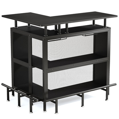 48-Inch Industrial L-Shaped Corner Bar Table - TimberFlare