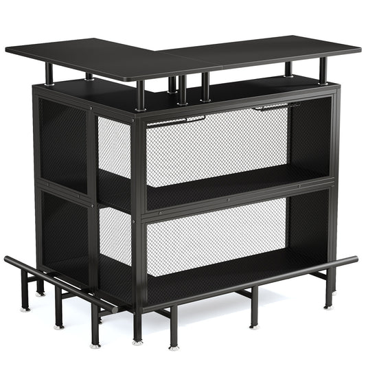 48-Inch Industrial L-Shaped Corner Bar Table - TimberFlare