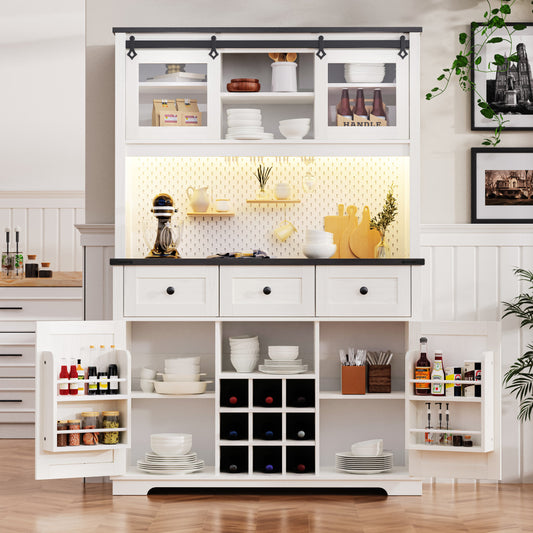 White Oak Smart Farmhouse Hutch with Power Station & Pegboard - TimberFlare