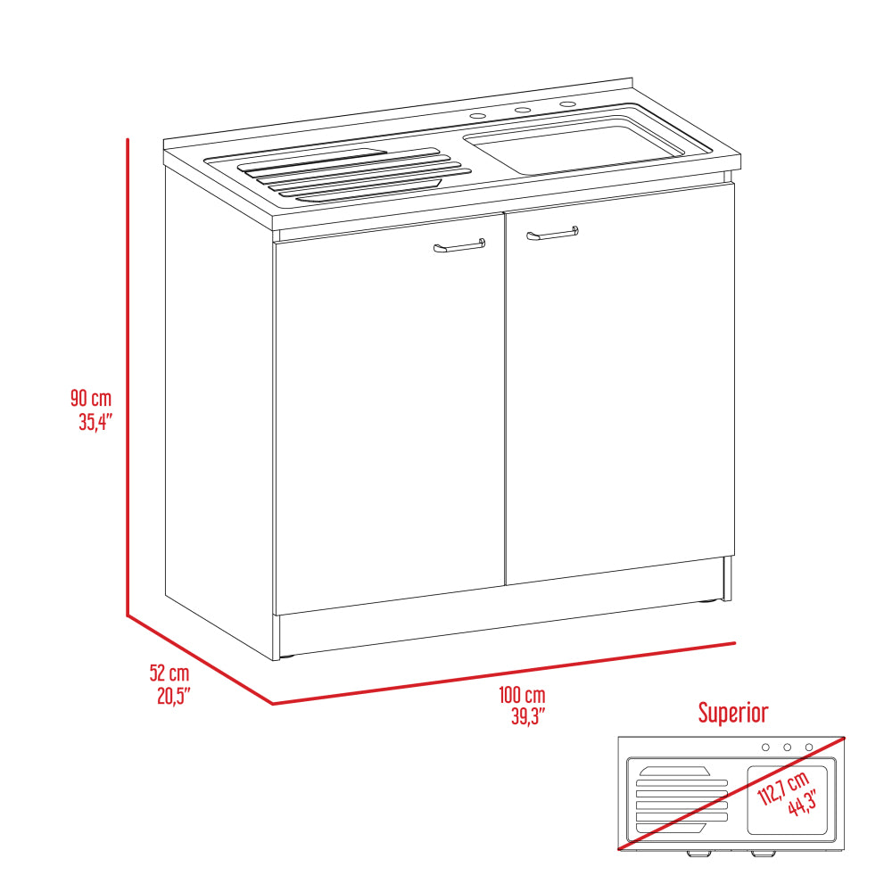 White & Oak Coffee Bar Cabinet with Sink & Stainless Steel Top - TimberFlare