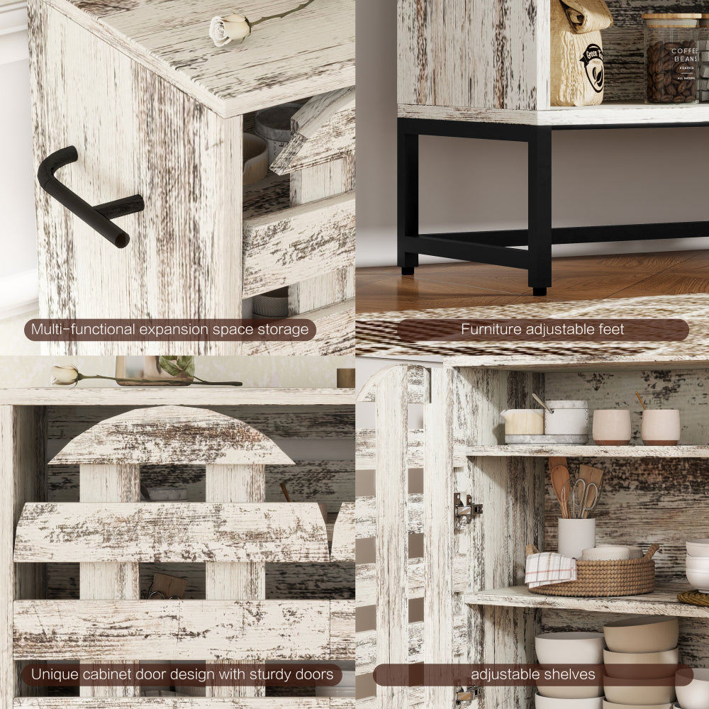 Farmhouse Lattice Coffee Bar Cabinet - TimberFlare