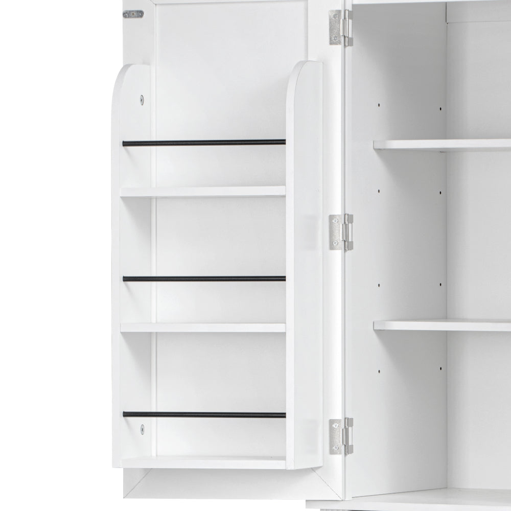 Textured White Pantry Cabinet with Pull-Out Shelves - TimberFlare