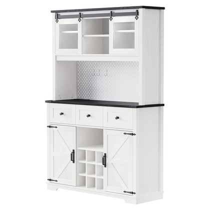 White Oak Smart Farmhouse Hutch with Power Station & Pegboard - TimberFlare