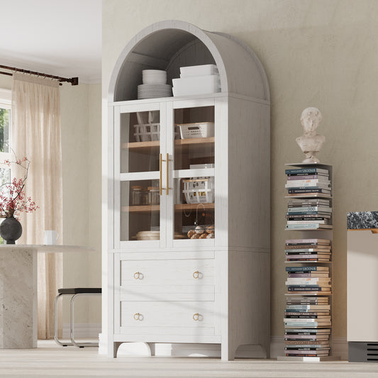 71" Tall Arched Farmhouse Pantry Cabinet - TimberFlare