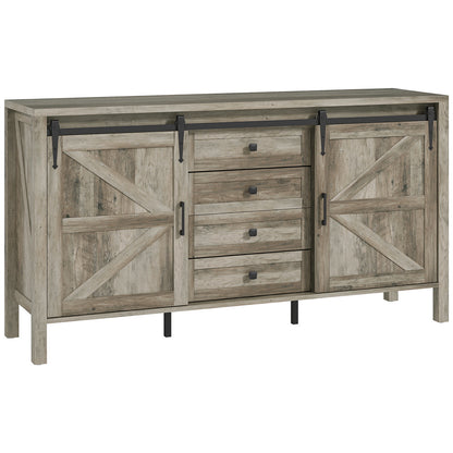 59" Gray Wash Farmhouse Sideboard & Coffee Bar - TimberFlare