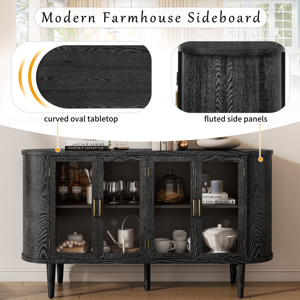 Mid-Century Oval Sideboard Cabinet - TimberFlare