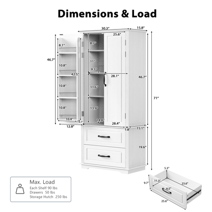 Walnut Pantry Cabinet with Pull-Out Shelves & Door Racks - TimberFlare