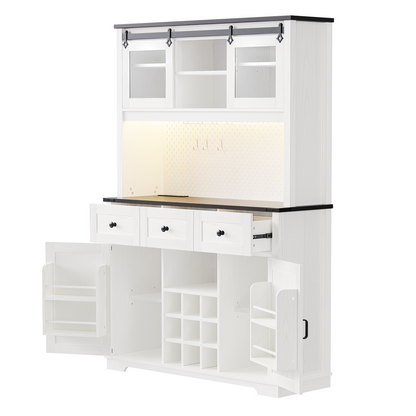 White Oak Smart Farmhouse Hutch with Power Station & Pegboard - TimberFlare