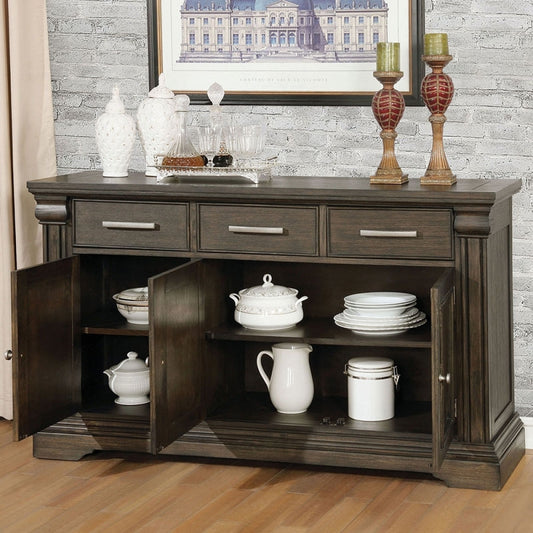 Transitional 60" Sideboard & Server – Espresso Wood Buffet Cabinet - TimberFlare