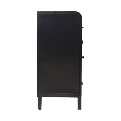 Industrial Flip-Top Sideboard Cabinet with Fluted Glass Doors - TimberFlare