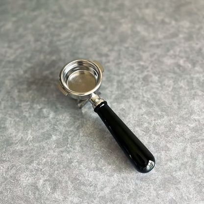 Obsidian Urushi Artisan Bottomless Portafilter alternate angle 8 for La Marzocco