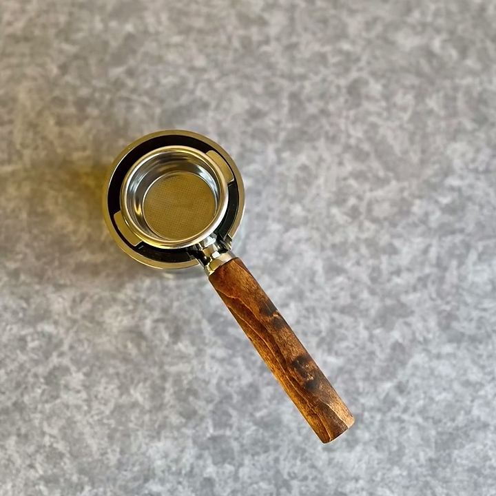 Earth Vein Artisan Bottomless Portafilter wood, resin, or metal material detail close-up