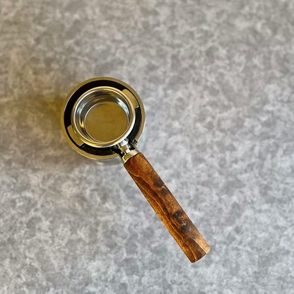 Earth Vein Artisan Bottomless Portafilter wood, resin, or metal material detail close-up