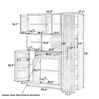 70'' Tall Pantry Buffet with Pull-Out Spice Rack - TimberFlare