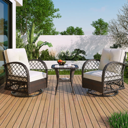 3-Piece Patio Set with Swivel Rocking Chairs - TimberFlare
