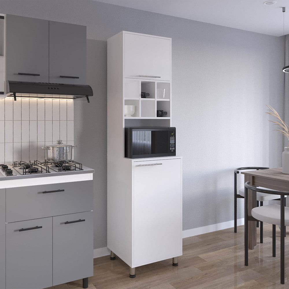 Pantry Hutch with Wine Cubbies & Microwave Shelf - TimberFlare